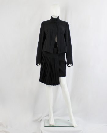 vintage Ann Demeulemeester black wool bomber jacket with outside darts
