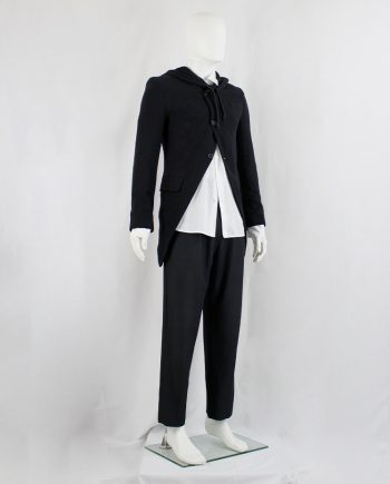 vintage Ann Demeulemeester black wool cutaway blazer with hood spring 2011