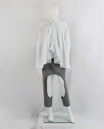 vintage Junya Watanabe white flared shirt with curved front buttonflap and tailed back