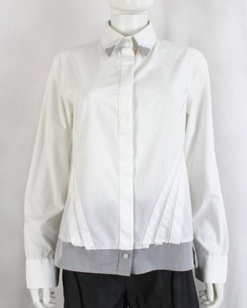 vintage Jurgi Persoons white shirt with stitched pleats and inserted grey collar tips and hemline
