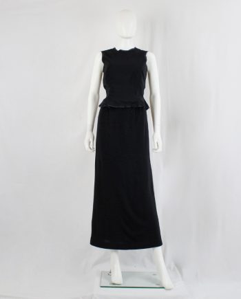 vintage Maison Martin Margiela black wool maxi skirt with tiny back slit fall 2000