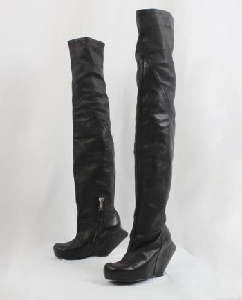 vintage Rick Owens STAG black overknee turbo boots with triagular wedge heel fall 2008