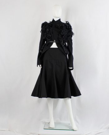 vintage Yohji Yamamoto black flared godet skirt with triangular inserts