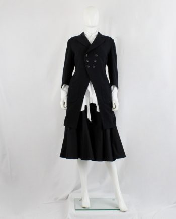 vintage Y's Yohji Yamamoto black long cutaway coat with double breasted closure