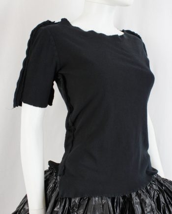 vintage af Vandevorst black deconstructed t-shirt of two panels with inside out seams